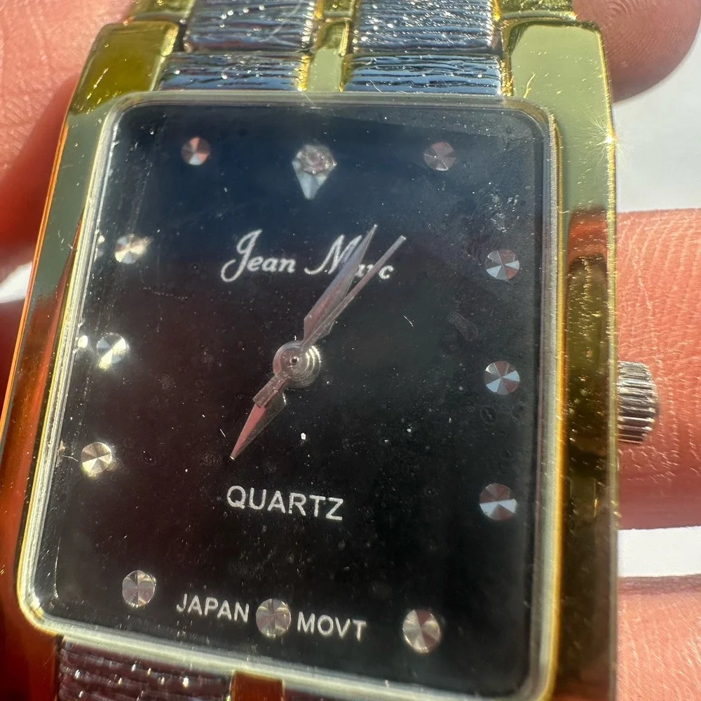 Jean Marc Japan Movt Wrist‎ Watch Black Face Quartz Numbers Shiny Needs Battery